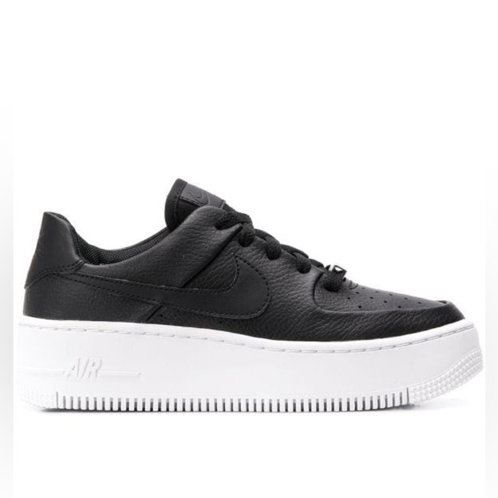 Nike Women's Black Leather Platform Sneakers with White Sole
